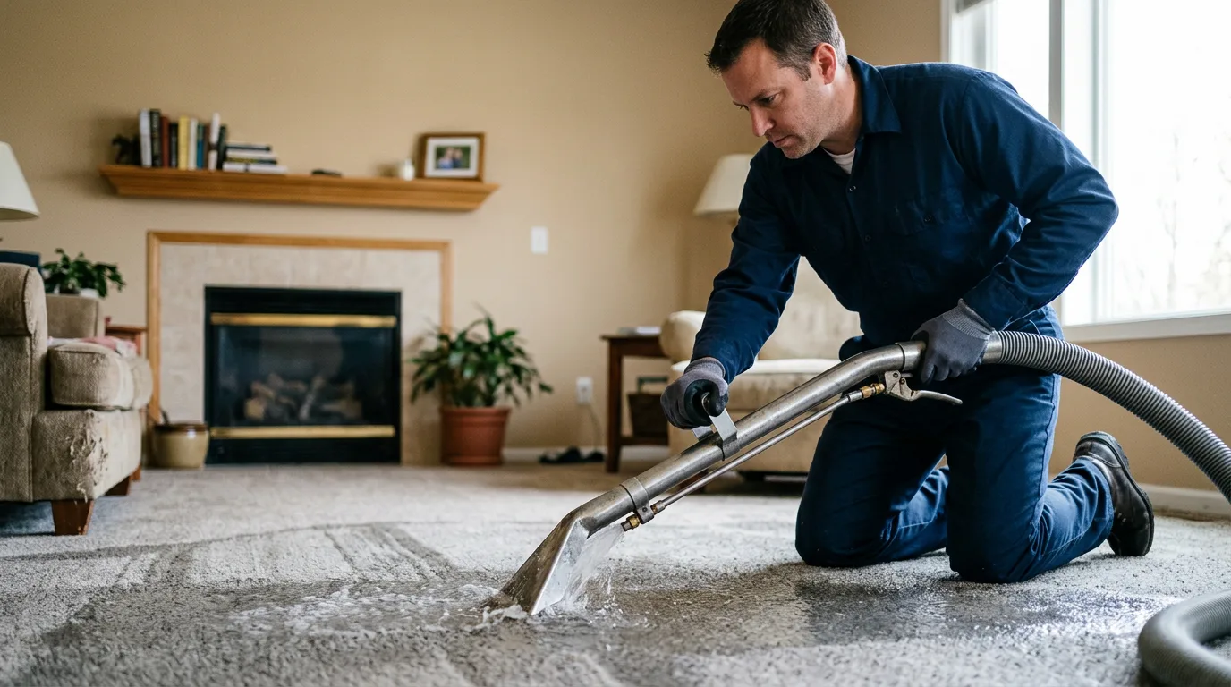 Water damage restoration technician working near Huletts Landing, NY